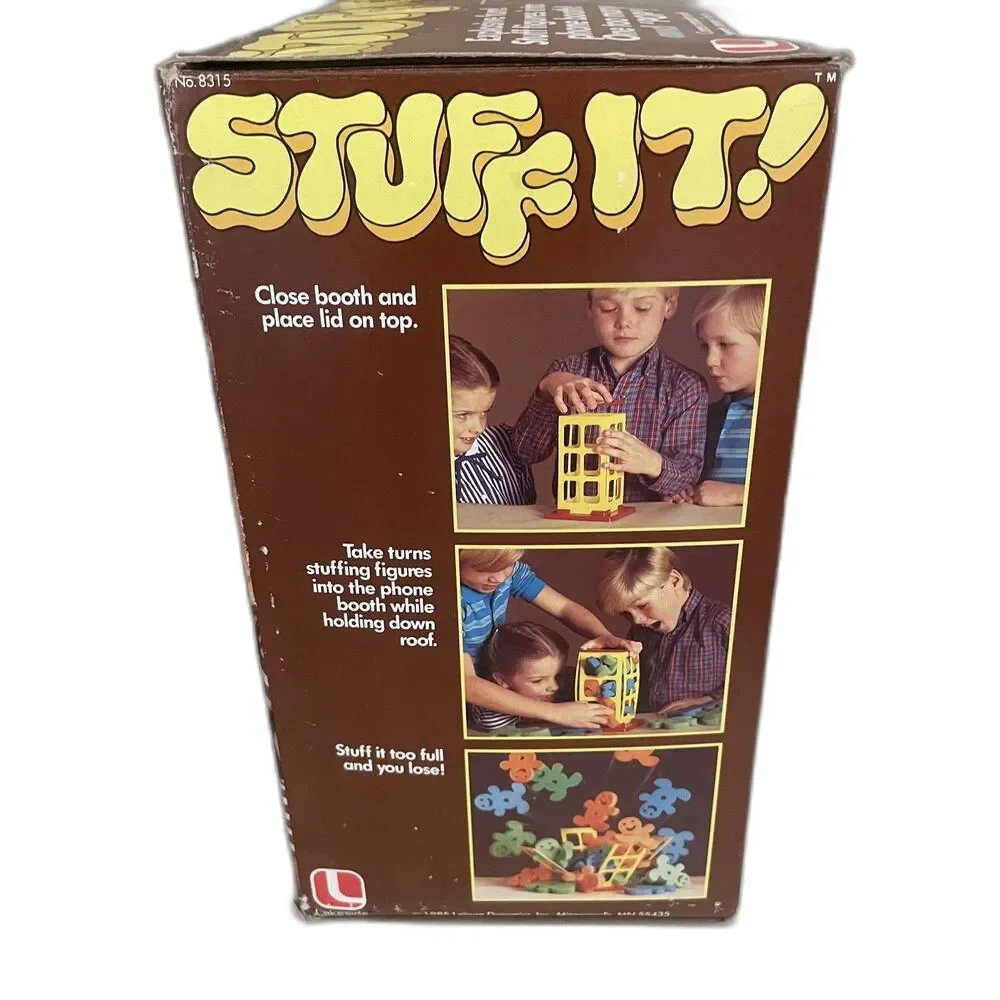 Vintage 1982 STUFF IT - game. Toddler soft plush & phone booth game